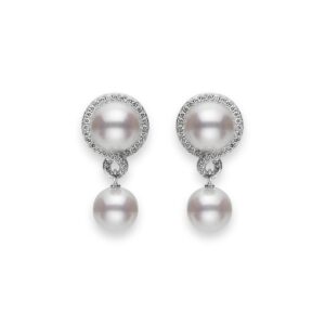 Petit Soleil Akoya Cultured Pearl Drop Earrings in 18K White Gold