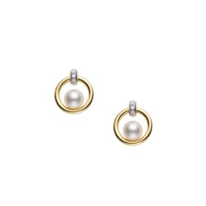 Akoya Cultured Pearl and Diamond Earrings
