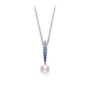 Akoya Cultured Pearl Mikimoto Ocean Pendant with Sapphire