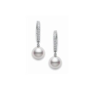 Classic Elegance, Lever Back, Pearl Earrings – 7.5mm, 18K White Gold