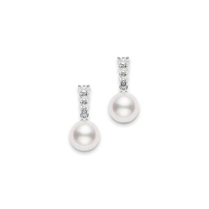 White Gold Pearl Earrings, Morning Dew Earrings