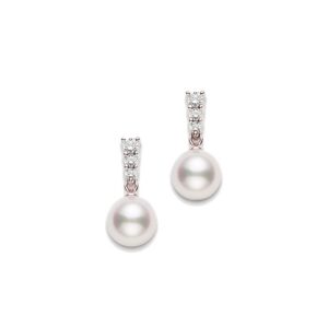 Morning Dew Akoya Cultured Pearl Earrings in 18K Pink Gold