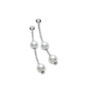 Akoya Pearl Earrings, Pearls in Motion – 7mm, 18K White Gold