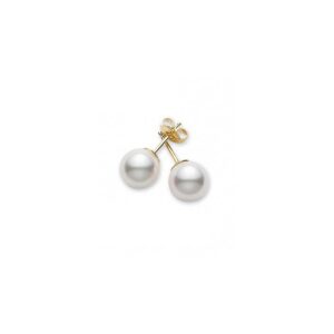 Akoya Cultured Pearl Stud Earrings in 18K Yellow Gold – 7.5mm, AAA Quality