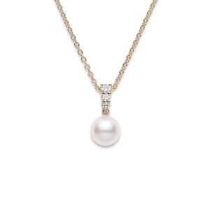 Yellow Gold Pearl Pendant, Morning Dew Pendant