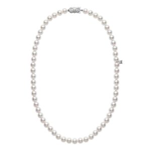 18" Akoya Cultured Pearl Strand Necklace in 18K White Gold – 8.5x8mm, A Quality