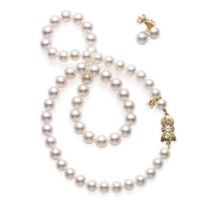 18" Akoya Cultured Pearl Two-Piece Gift Set in 18K Yellow Gold