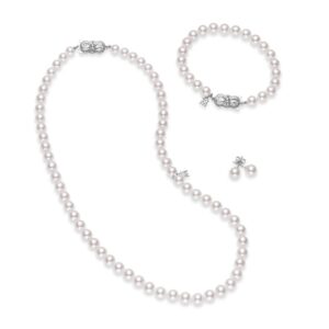 18" Akoya Cultured Pearl Three-Piece Set with 18K White Gold Clasp