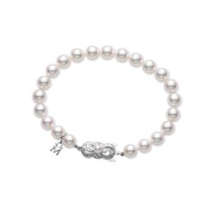 7" Akoya Cultured Pearl Strand Bracelet in 18K White Gold – 7x6.5mm, A Quality