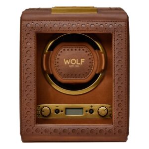 Brogue Single Watch Winder - Burnished Brown
