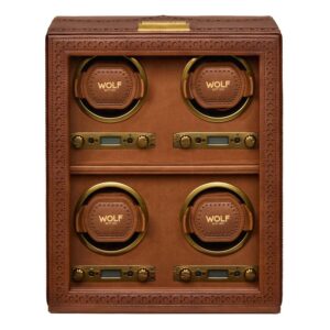 Brogue 4 Piece Watch Winder - Burnished Brown