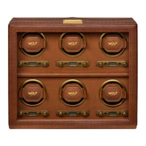 Brogue 6 Piece Watch Winder - Burnished Brown