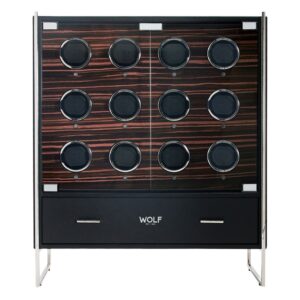 Roadster 12 Piece Watch Winder Cabinet - Heritage Macassar Black