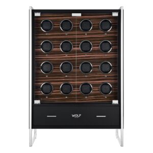 Roadster 16 Piece Watch Winder Cabinet - Heritage Macassar Black