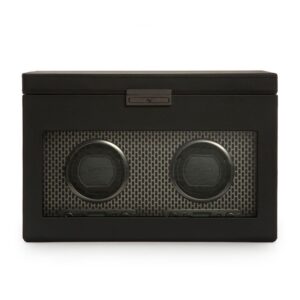 Axis Double Watch Winder With Storage - Powder Coat